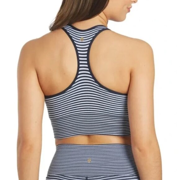 Spiritual Gangster High Neck Jacquard Stripe‎ Bra in Navy Stripe Size XS/S - Picture 2 of 6